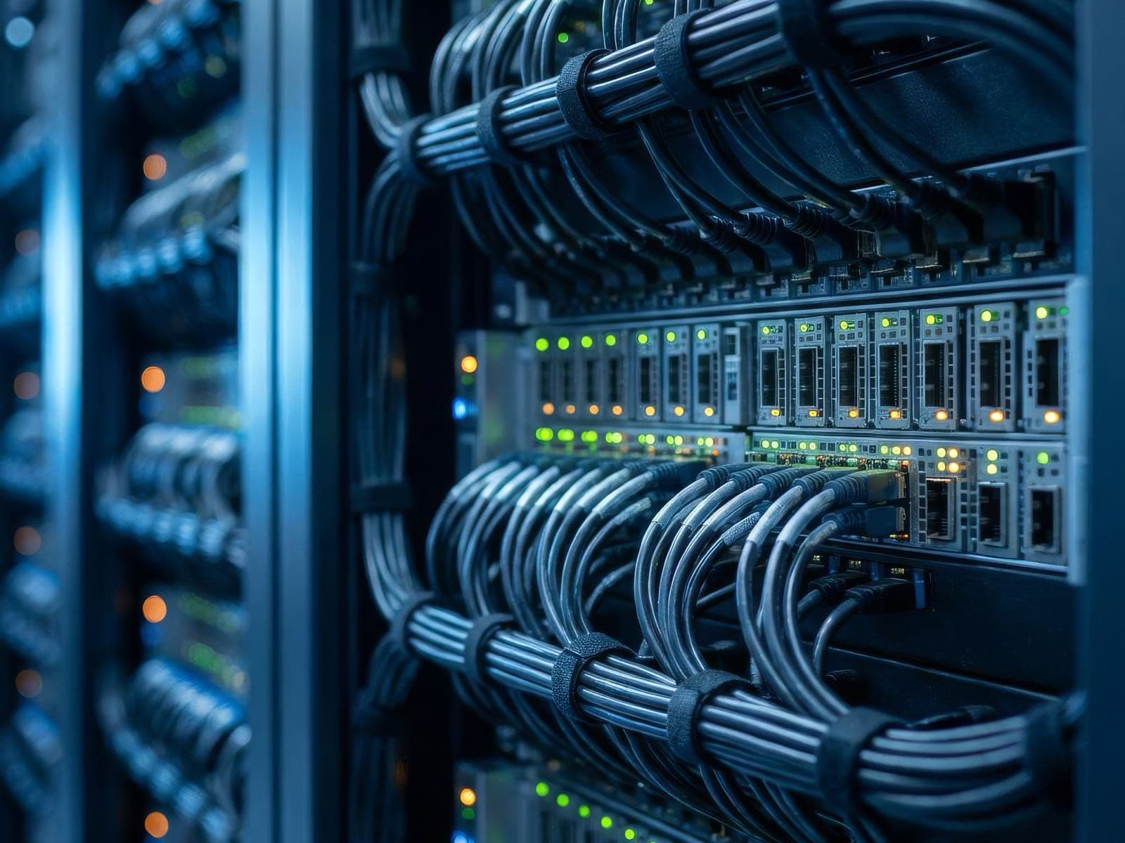 Server rack close-up showing secure infrastructure